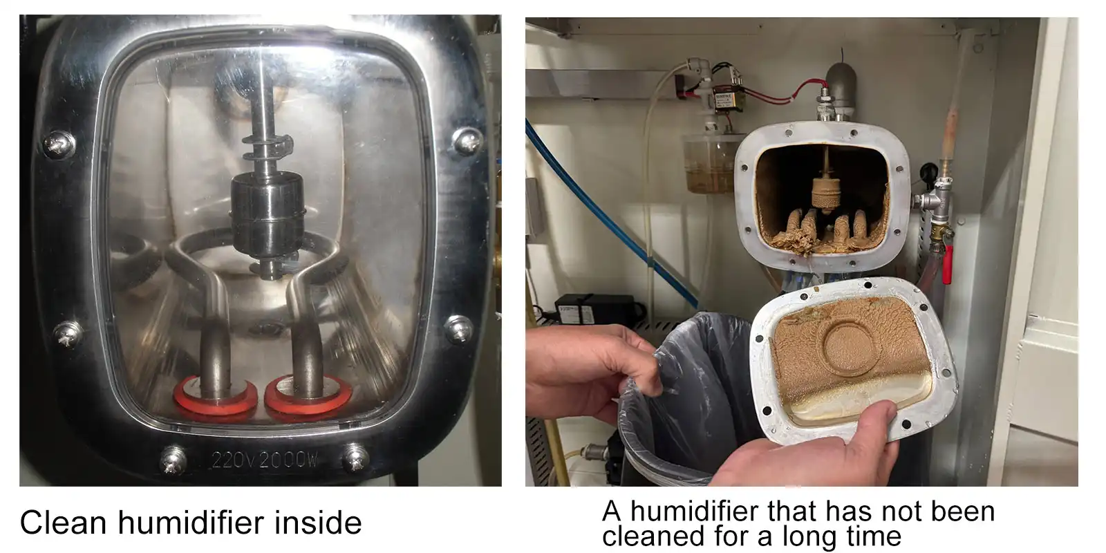 Compare the humidifier before and after cleaning